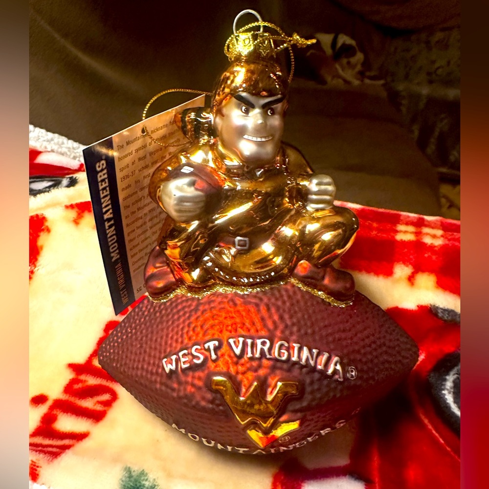WVU West Virginia Mountaineers Christmas Ornament New in Box